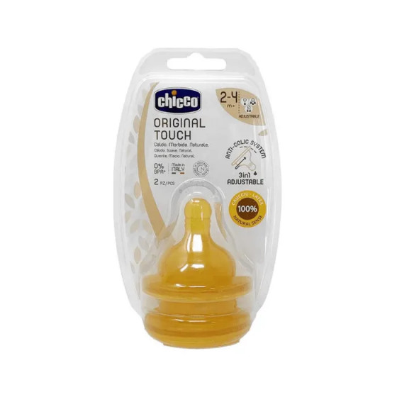 Chicco Tettarella Original Touch Flusso Regolare Caucciù 2 Pezzi 2-4 Mesi+