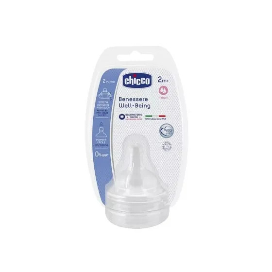 Chicco Tettarella Well Being Medium Silicone 2 Pezzi 2 Mesi+